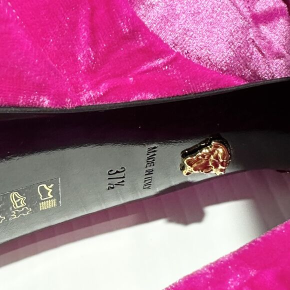 Versace Aevitas 37.5/ 7.5 Platform Pink Velvet Pump Crystal Medusa NIB $1,575 - Picture 14 of 16